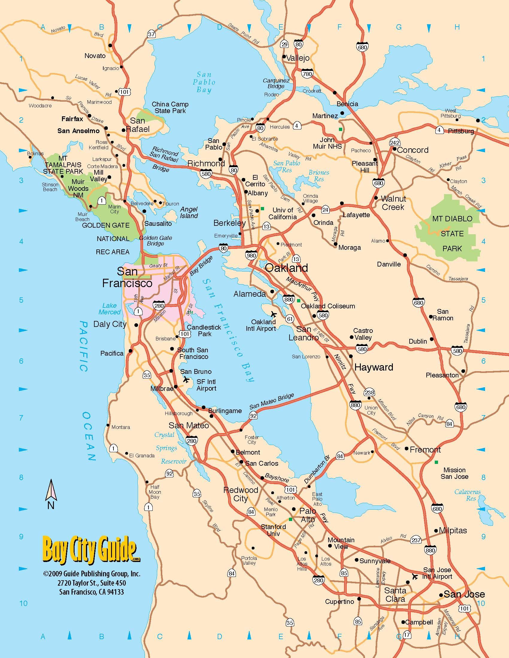 0 Tourist Map San Francisco Bay Area North California Freeway System 0B 