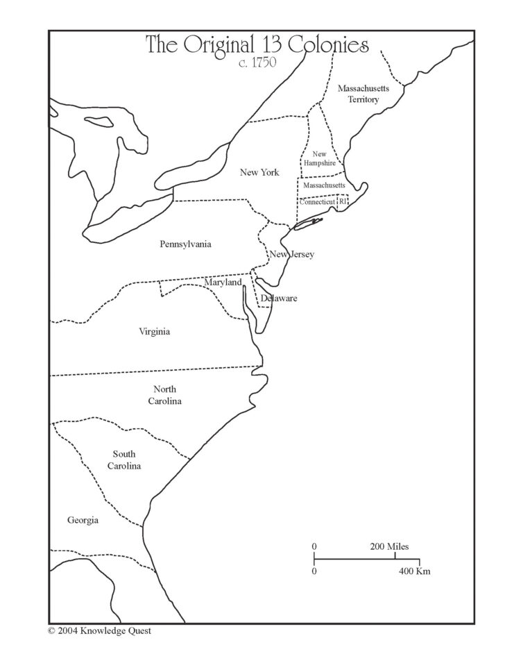 Free Printable 13 Colonies Quiz Map