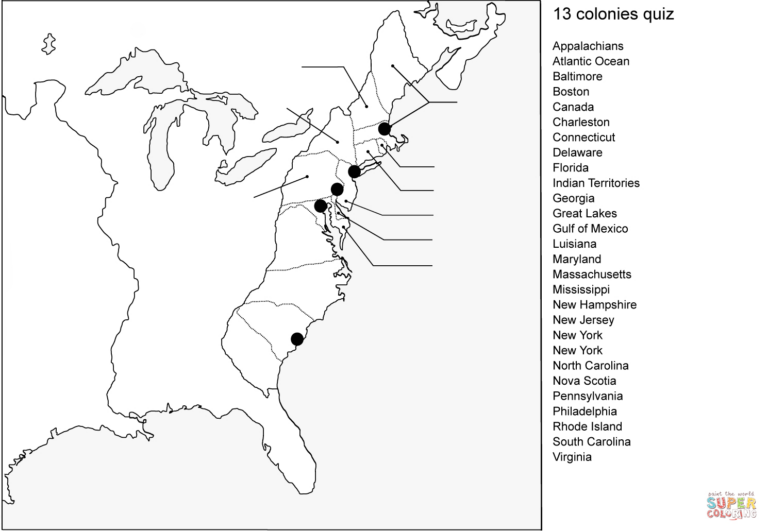 13 Colonies Blank Map Pdf