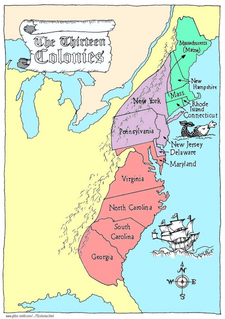 13 Colonies Map Printable