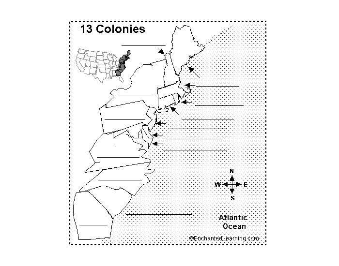 13 Colonies Map Quiz PurposeGames