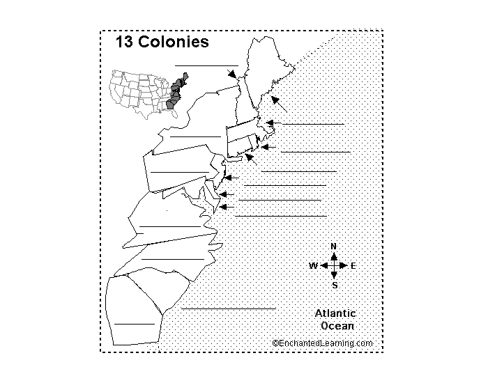 13 Colonies Map Quiz