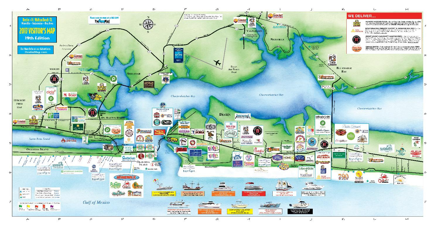 2017 Destin Fort Walton Beach Florida Visitor s Map By Coastal Maps 