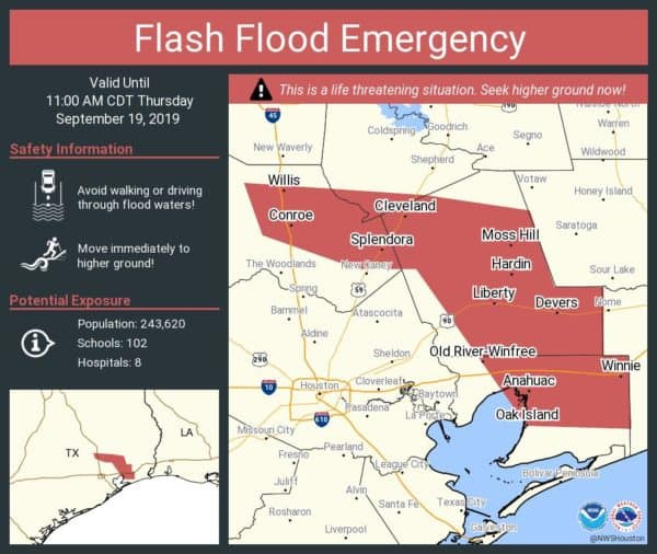 720 AM Update Flash Flood Emergencies Extended From Conroe To Beaumont