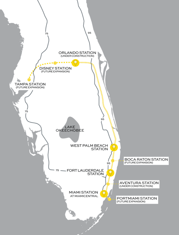 Brightline Train Florida Route Map