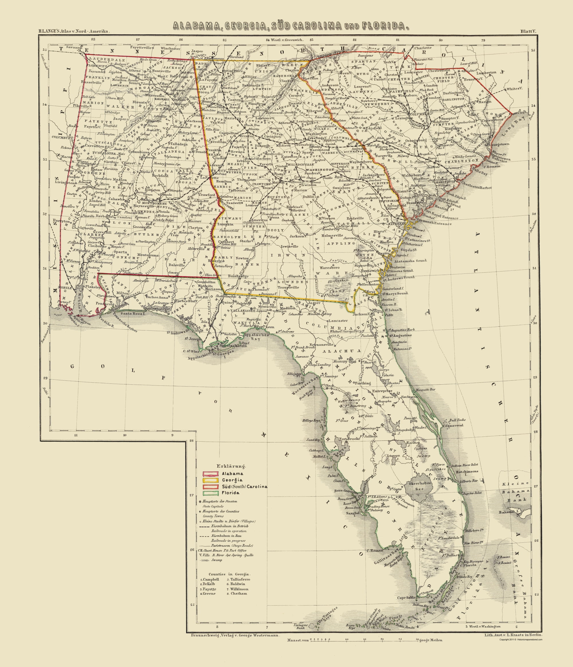 Alabama Georgia South Carolina Florida 1854 23 X 26 Walmart 