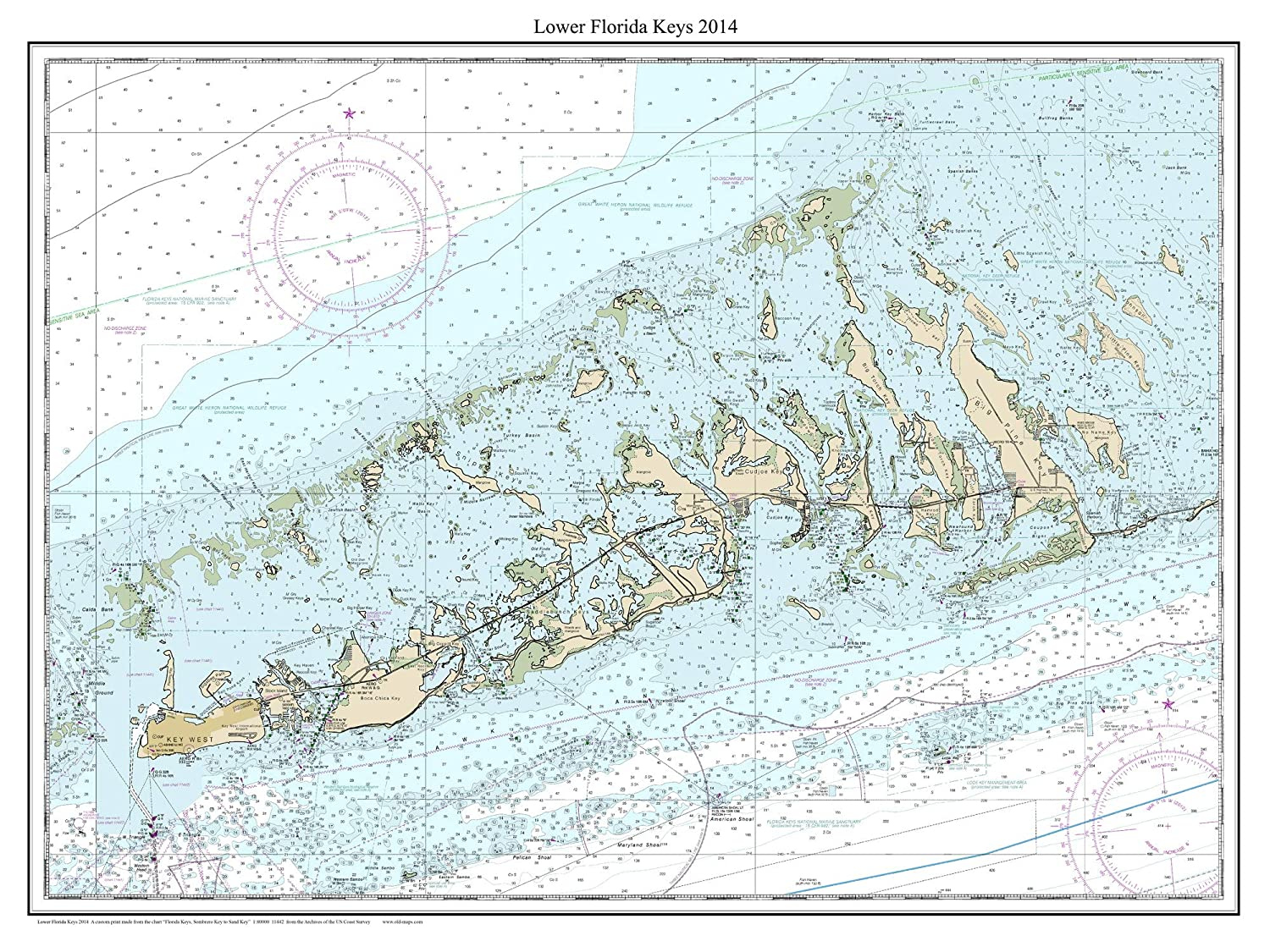 Amazon Lower Florida Keys 2014 Nautical Map Florida Custom 