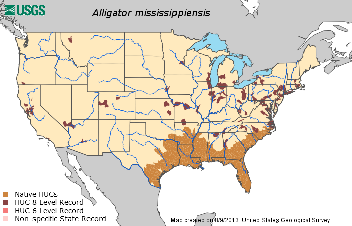 American Alligator Range Collection Sites doesn t Seem To Include 
