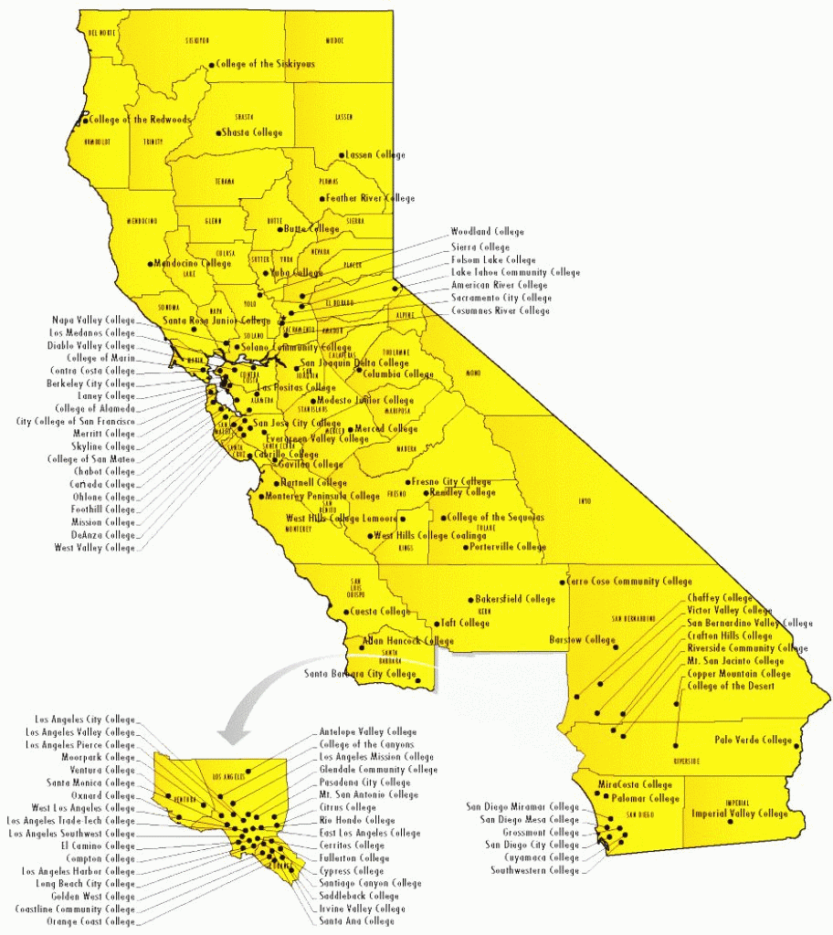California Community Colleges Map Wells Printable Map
