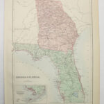 Antique Florida And Georgia Map 1873 A C Black Map Florida Gift For