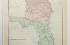 antique florida and georgia map 1873 a c black map florida gift for Antique Florida And Georgia Map 1873 A C Black Map Florida Gift For