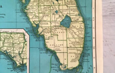 Antique Map Of Florida State Map 1940 Historical Print Etsy