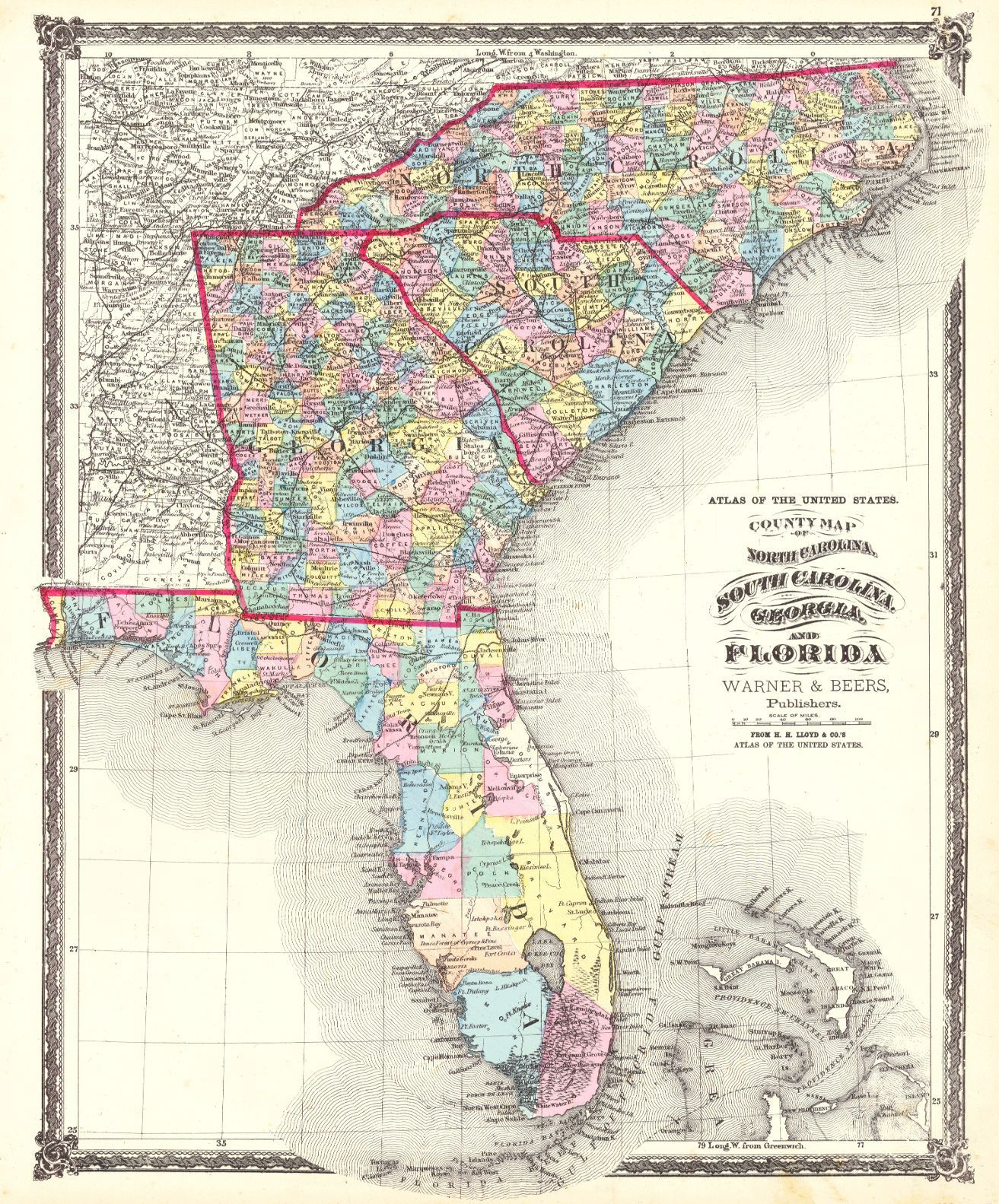 Atlas Of The United States County Map Of North Carolina South 