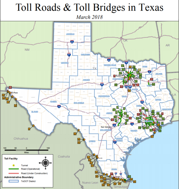 Map Showing Texas Toll Roads