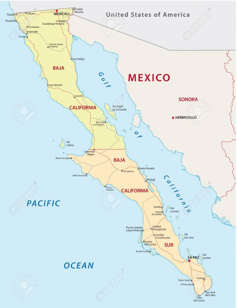 Baja California Road And Administrative Map Royalty Free Cliparts 
