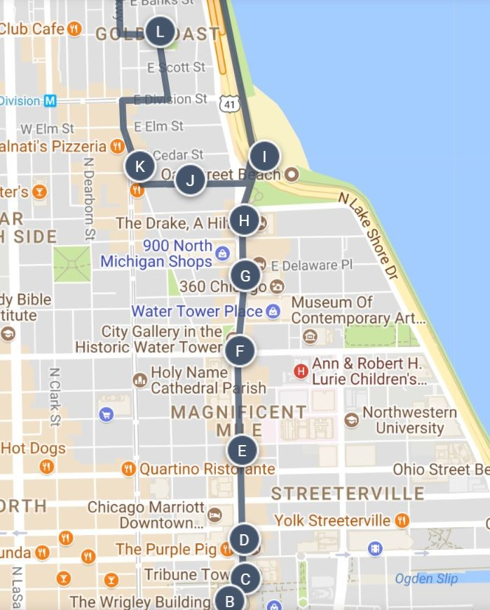Best Of Chicago Magnificent Mile Gold Coast Sightseeing Map And 