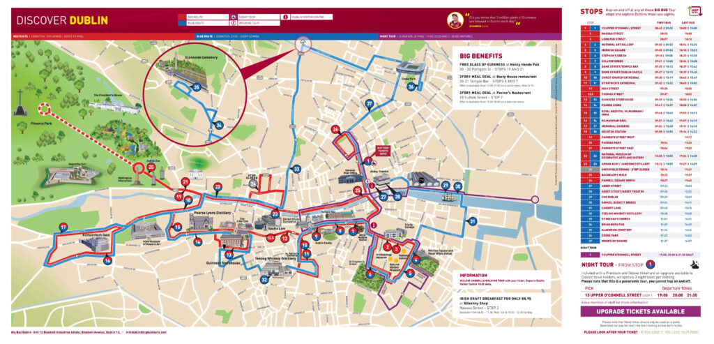 Dublin Hop On Hop Off Map | Wells Printable Map