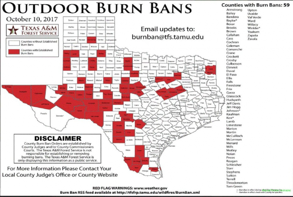 Burn Ban Map Of Texas Printable Maps