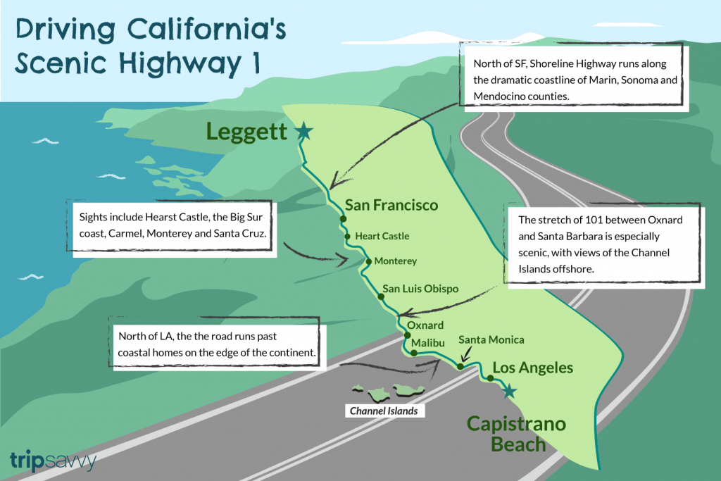 California Highway 1 Road Trip Map Printable Maps