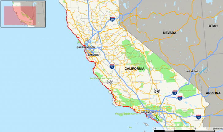 Highway 1 California Map