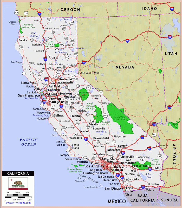 California Highway Map California Top To Bottom Side To Side 