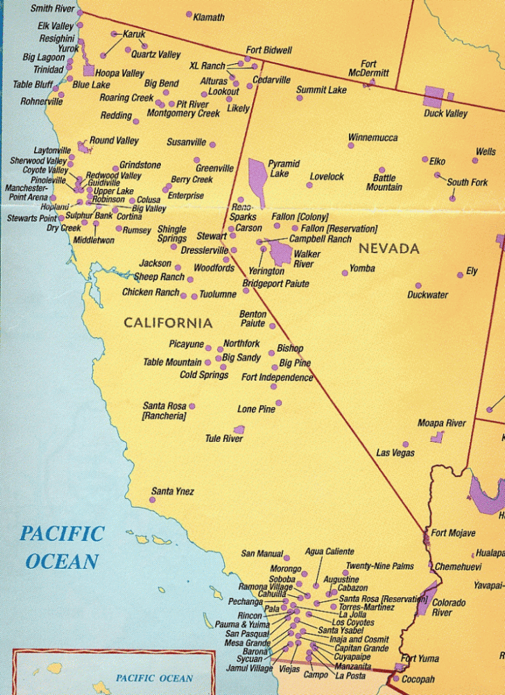 Map Of Indian Casinos In California