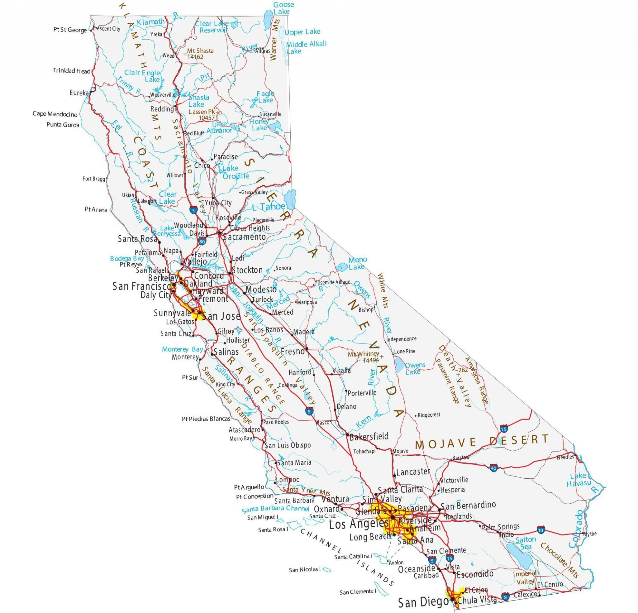 California Lakes And Rivers Map GIS Geography