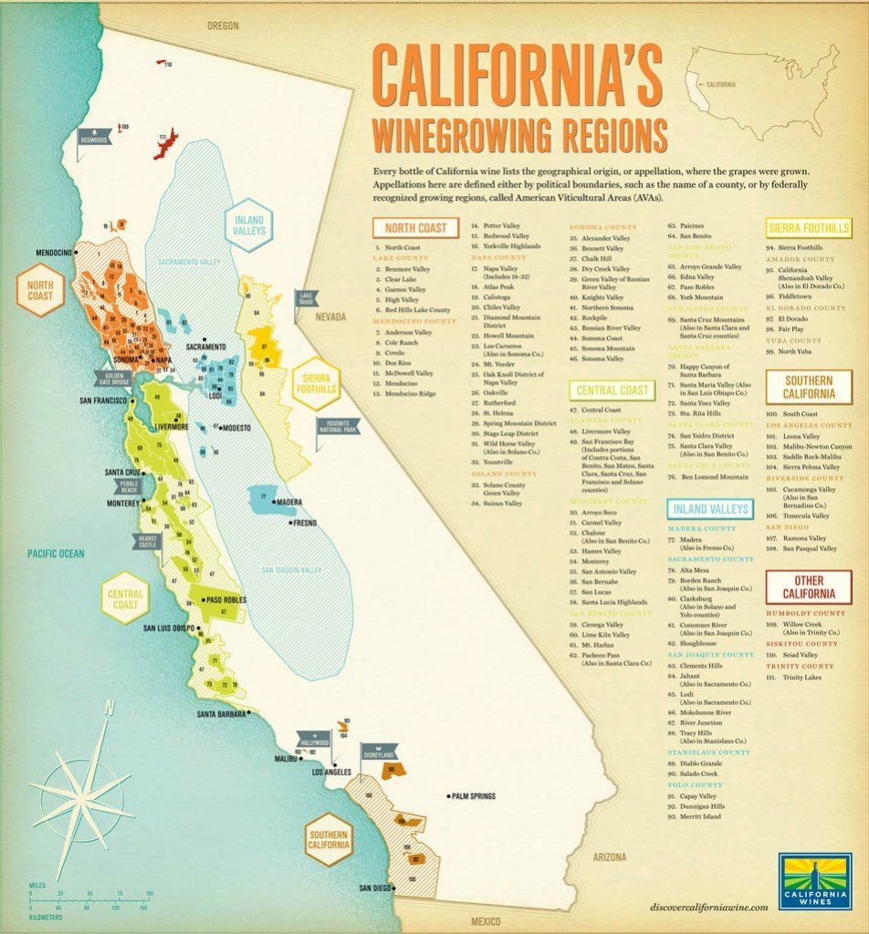 California Map Major Ava Dimensions 3500 X 3766 Add Gps Wine In 