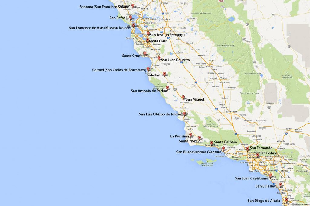 California Missions Map Where To Find Them Google Maps Santa Cruz 