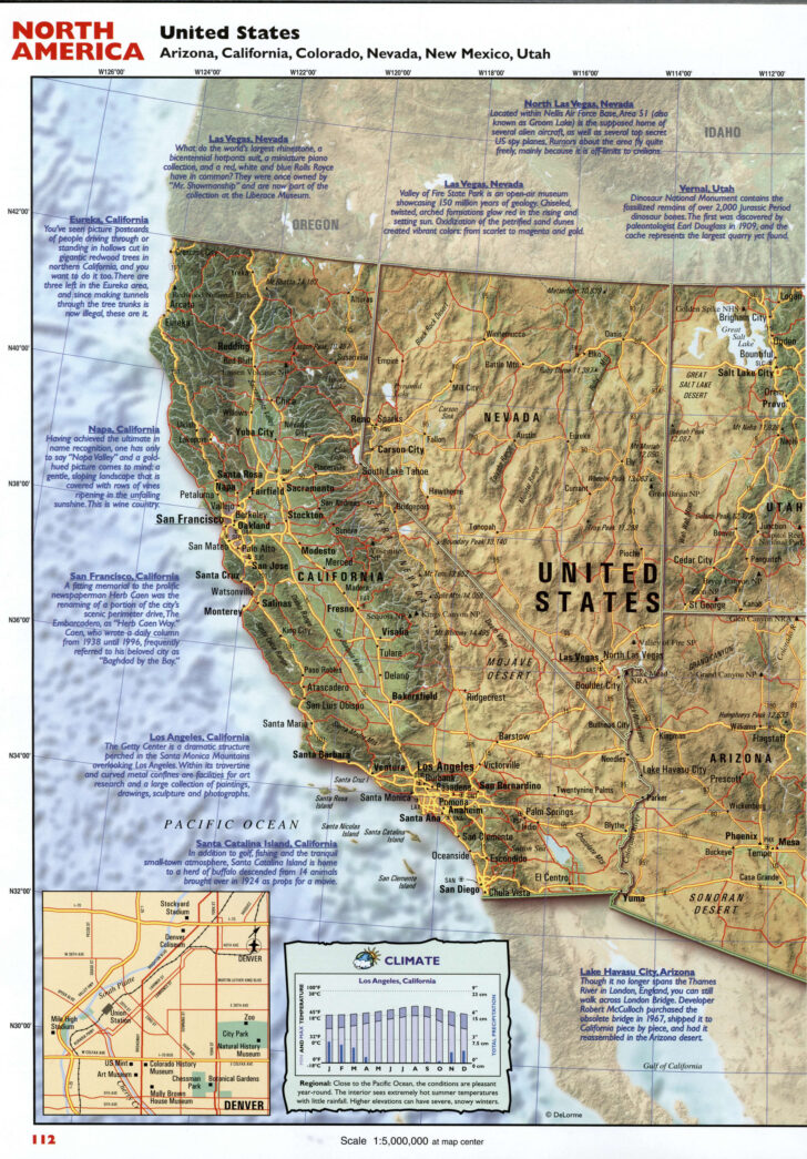Map Of California, Nevada And Arizona