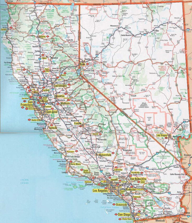 California And Nevada Road Map