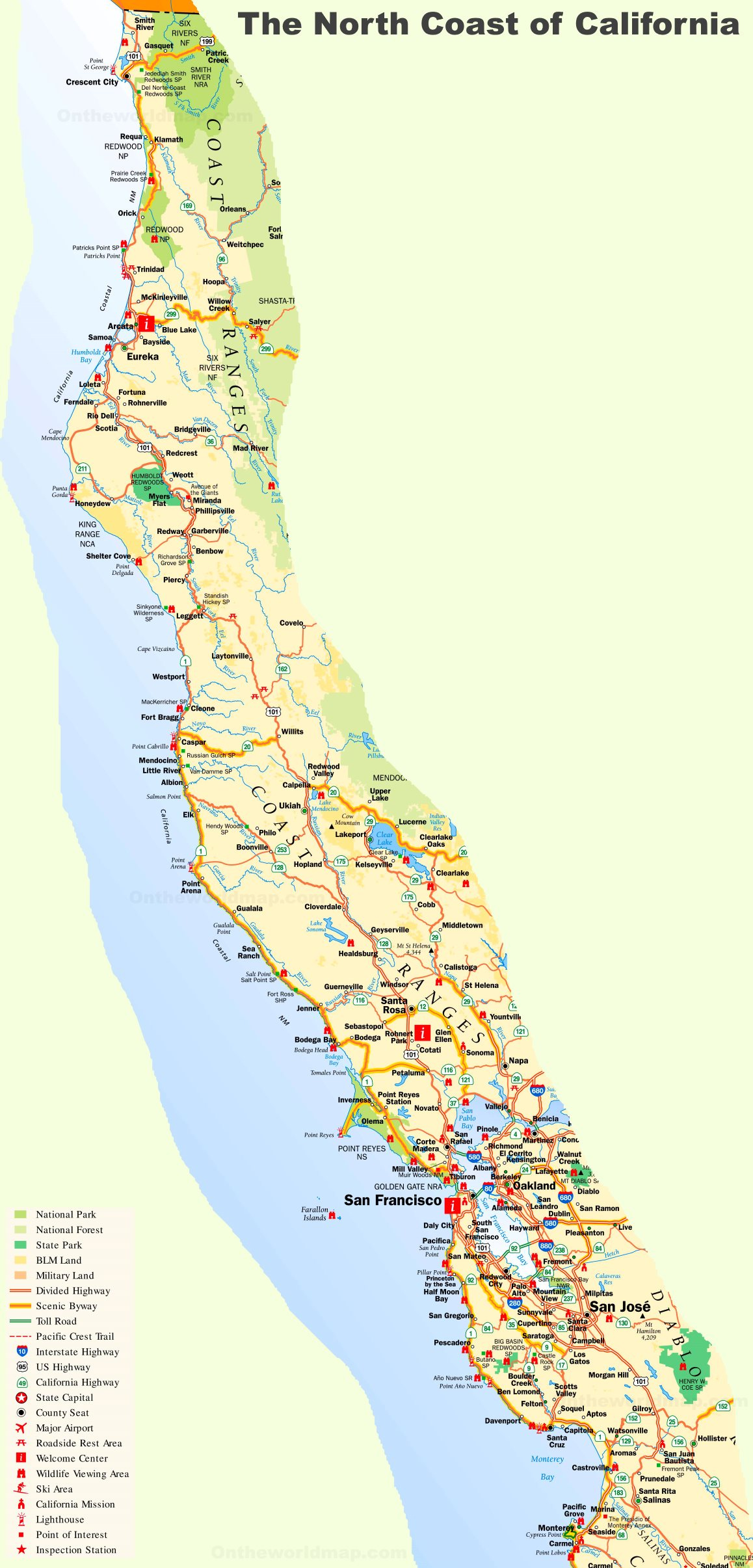 California North Coast Map