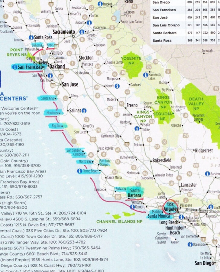 Free Printable Pacific Coast Highway Map