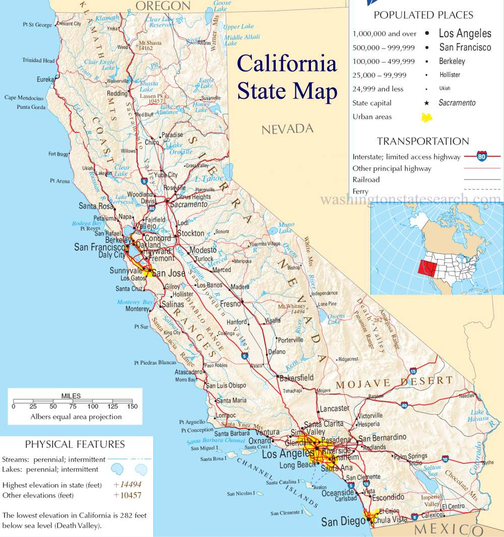  California State Map A Large Detailed Map Of California State USA