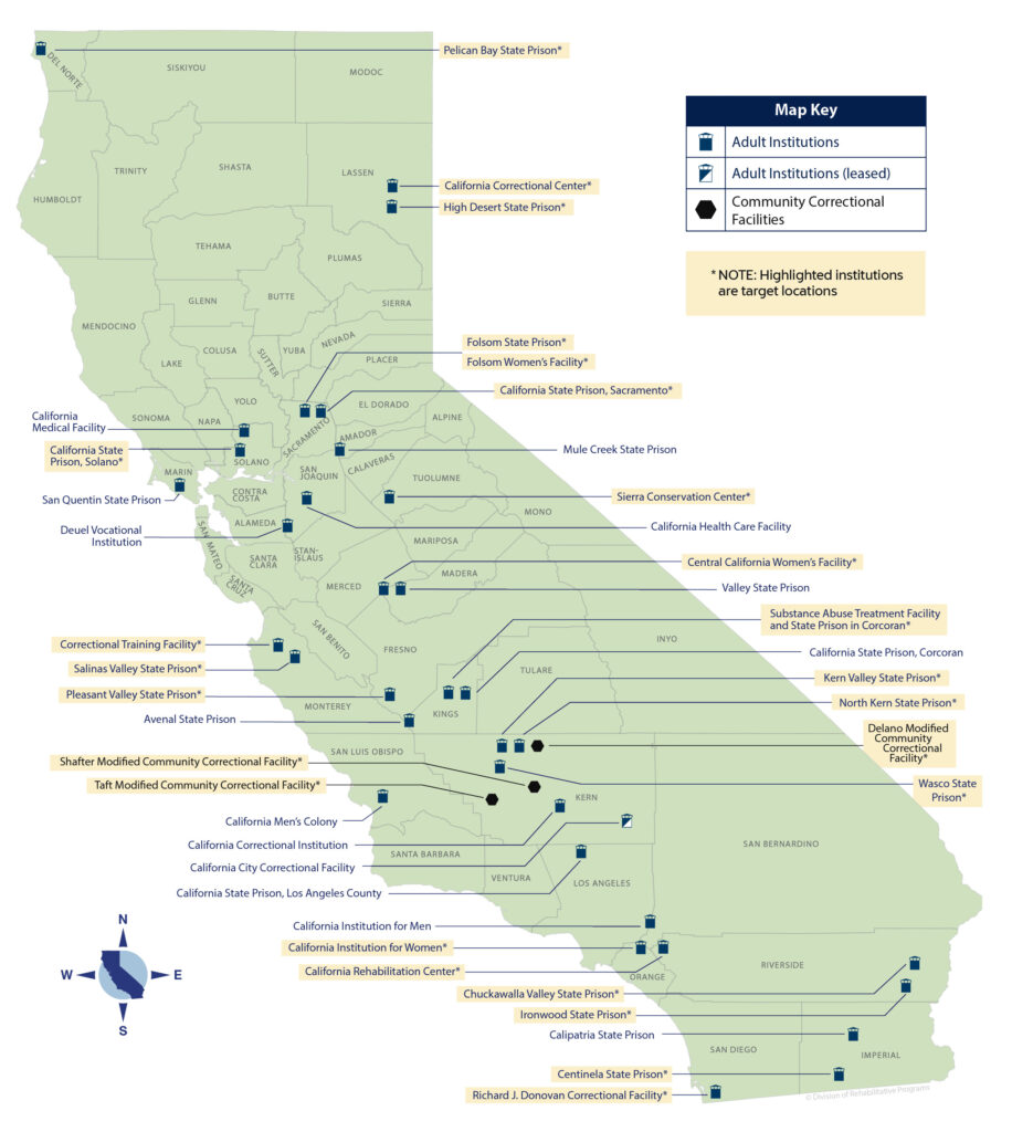 California State Prison Locations Map | Wells Printable Map