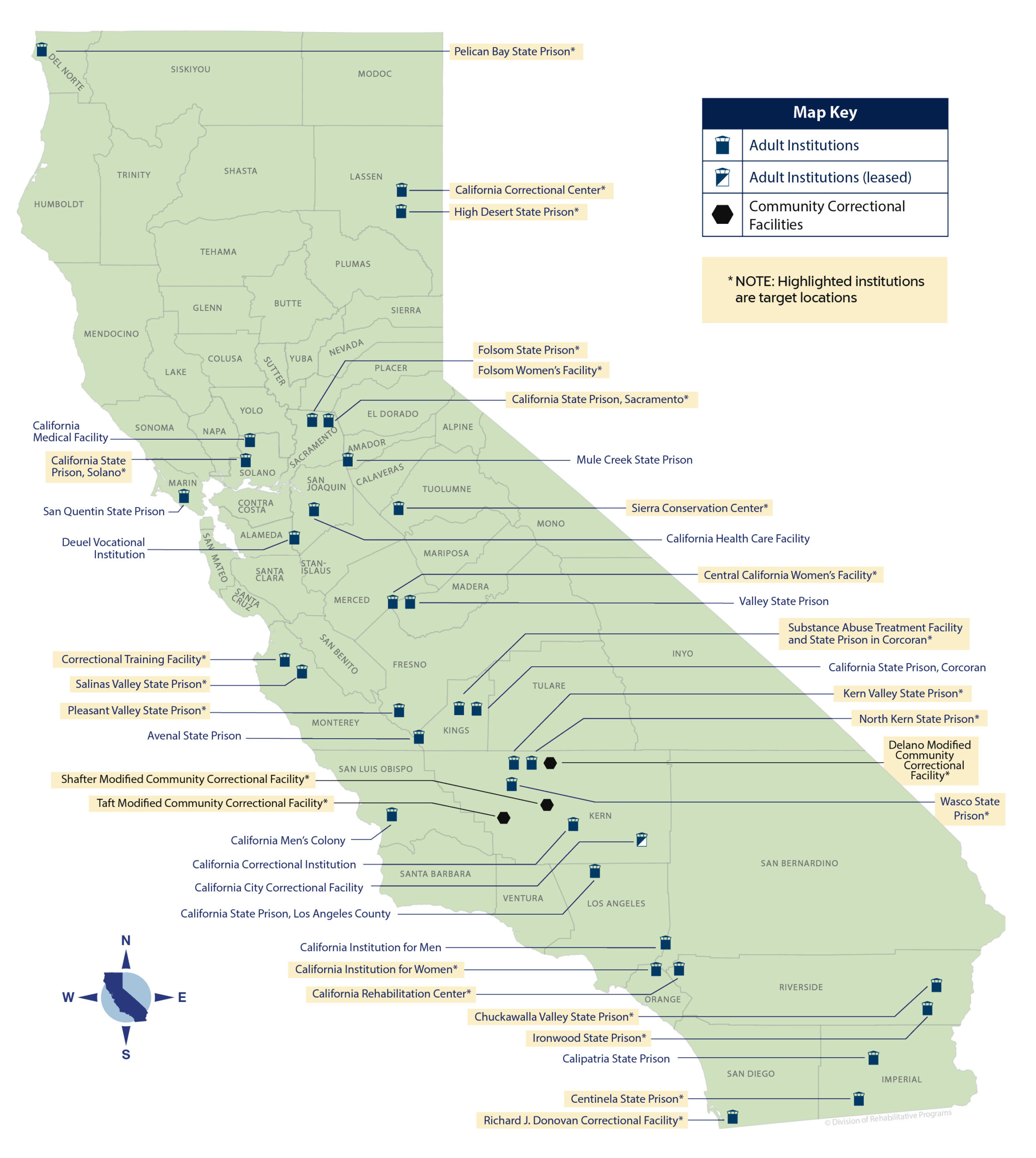 California State Prison Locations Map