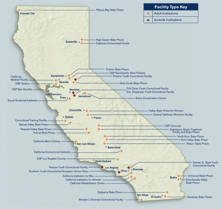 California State Prisons Map Printable Map | Wells Printable Map