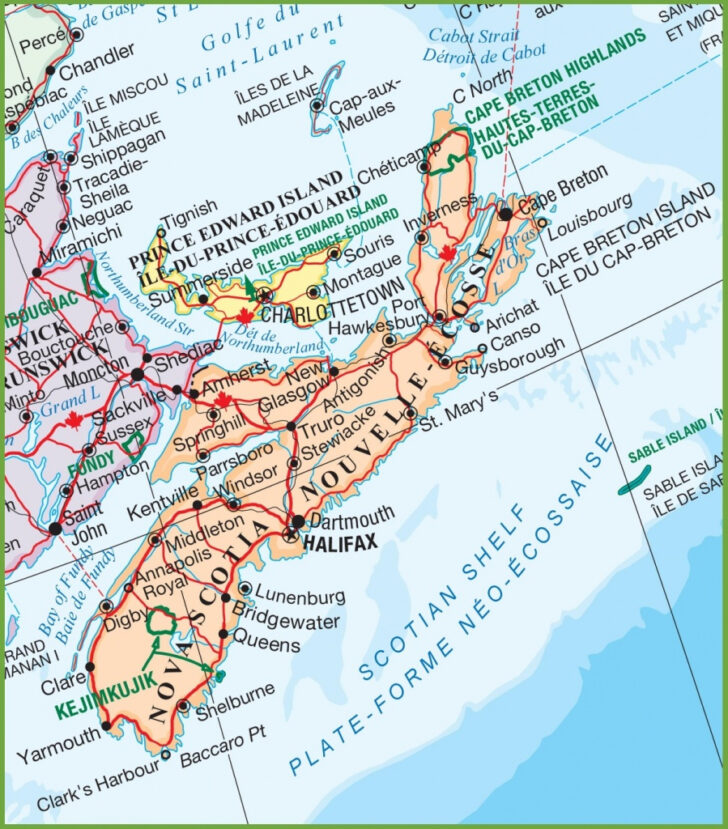 Map To Print For Nova Scotia Canada