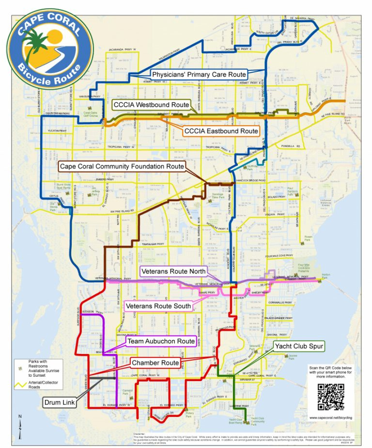 Cape Coral Bicycling Interactive Maps Street Map Of Cape Coral 