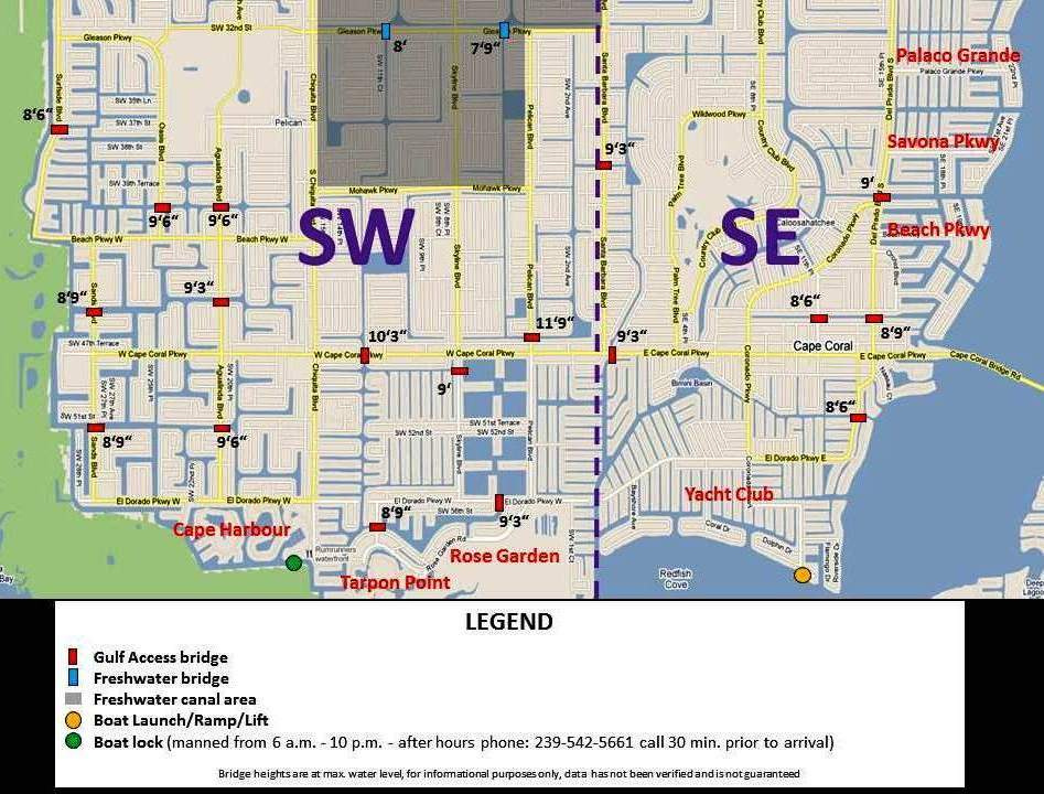Cape Coral Maps Canals