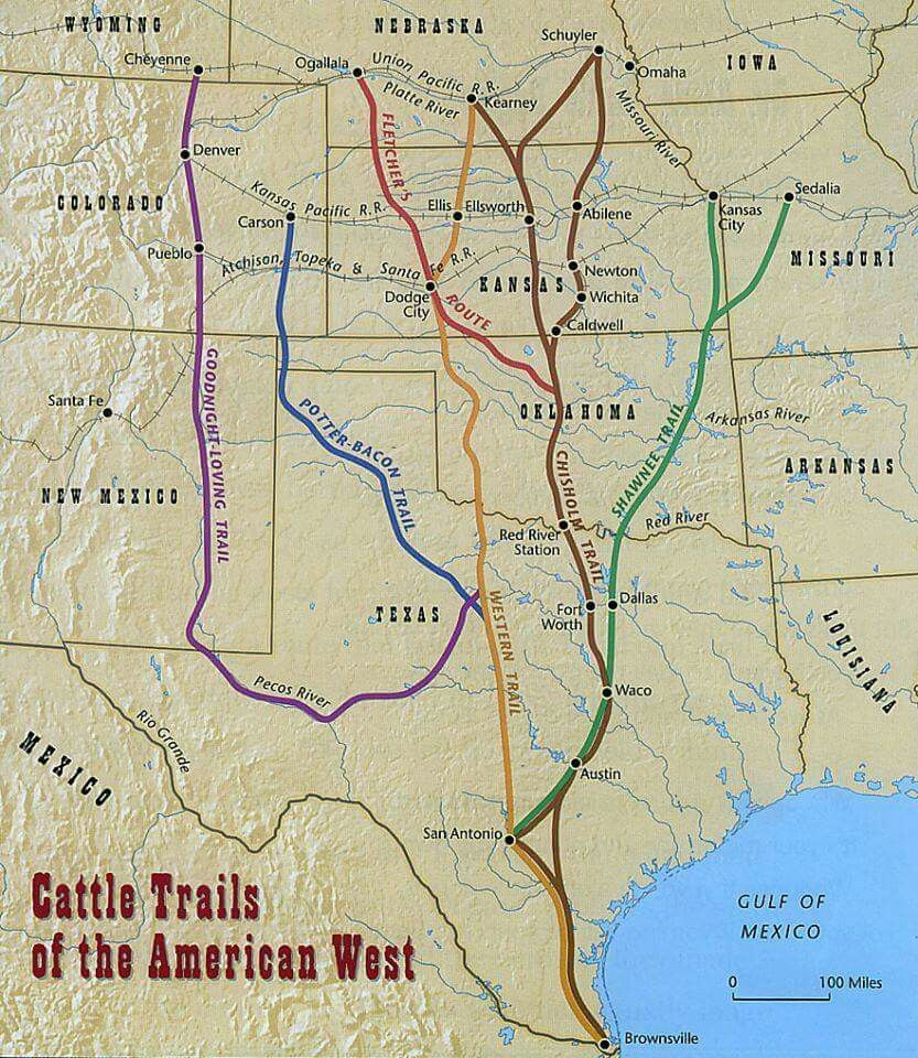 Cattle Drive Trails In The Old West Cattle Trails Chisholm Trail Cattle