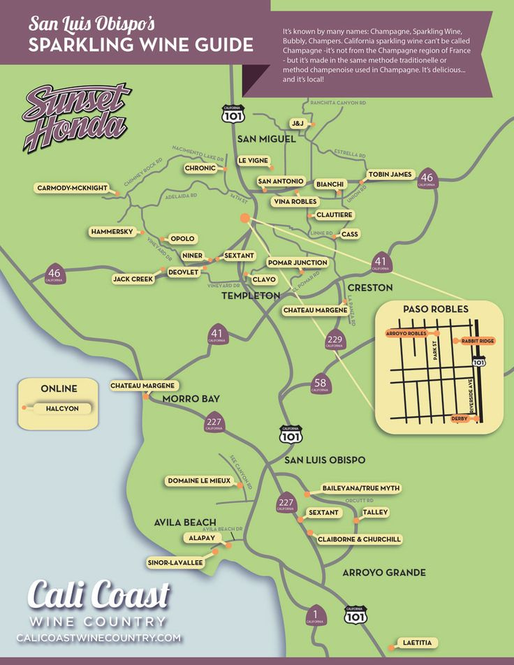 Central Coast Sparkling Wine Map CA s champagne Trail California 