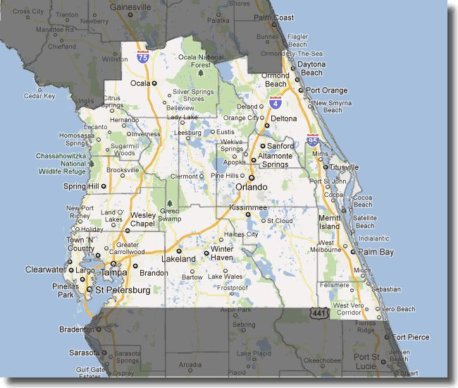 Central Florida Map Map Tips Use Mouse On The Map To Highlight An 