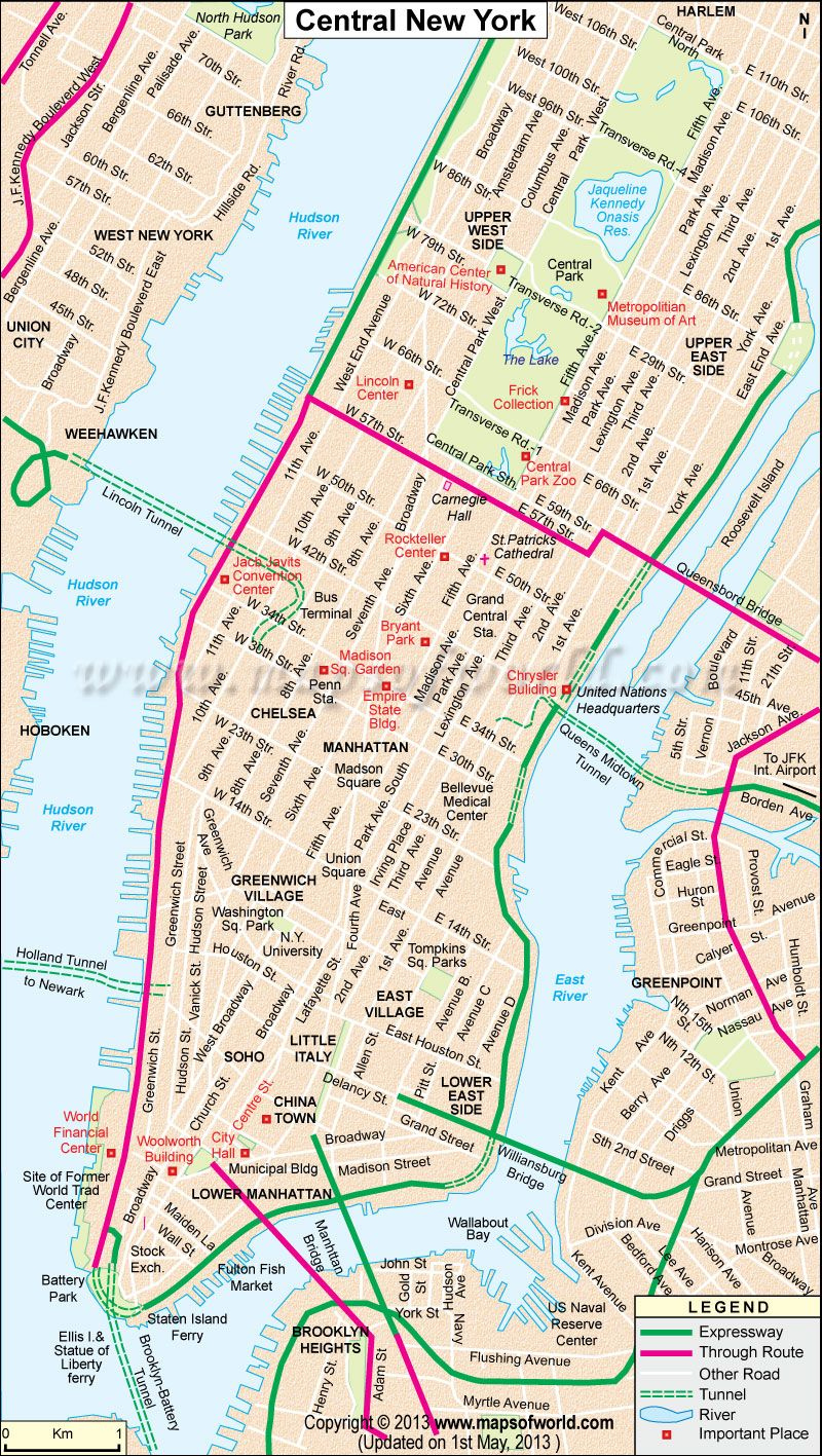 Central New York City Map New York City Map Map Of New York 