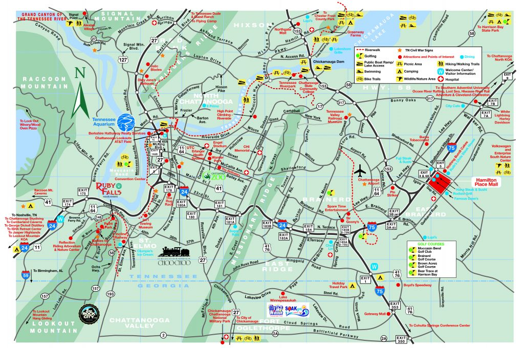 Chattanooga Area Maps Printable Map Of Chattanooga Printable Maps