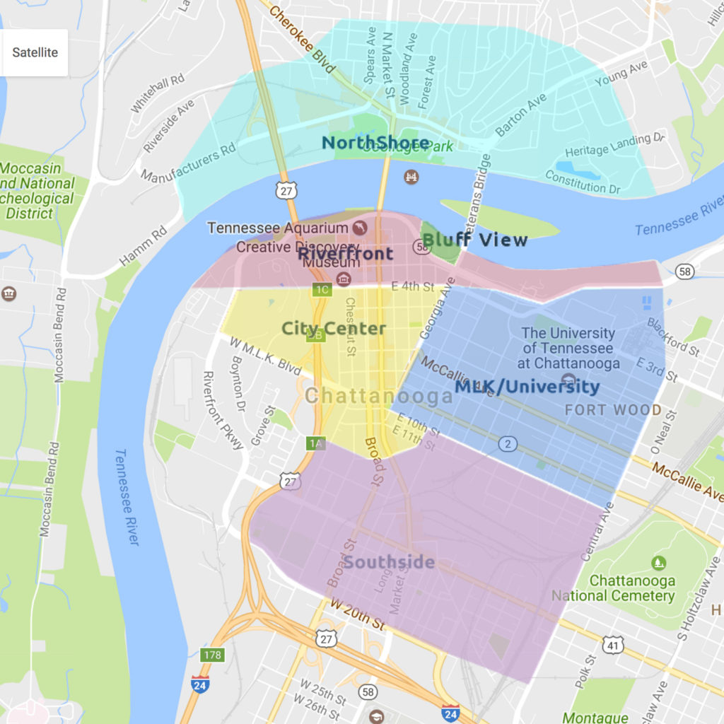 Map Of Downtown Chattanooga Tn | Wells Printable Map