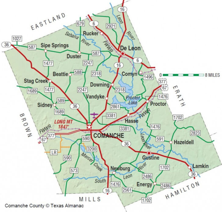 Comanche Co Map With County Roads Comanche Tx