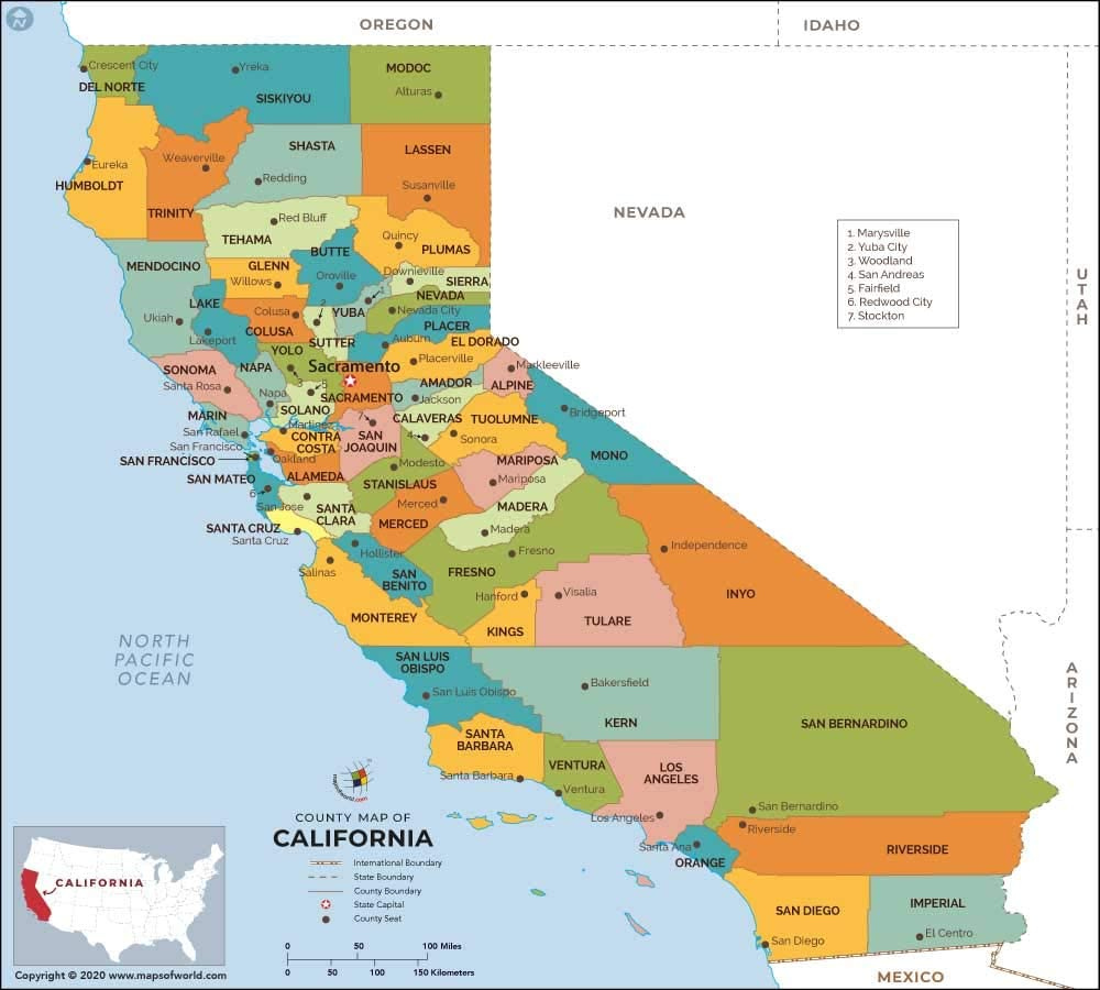 Counties Of California Map Map Of The World