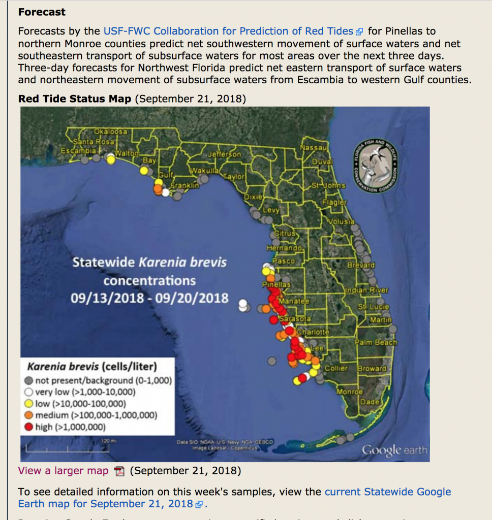 Current Red Tide Map Florida Wells Printable Map