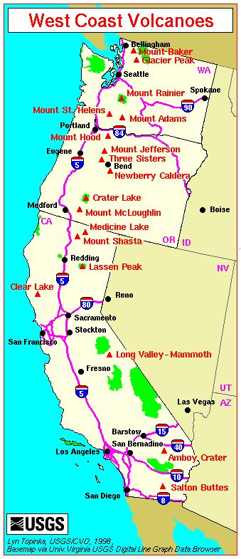 Drive From Mexico To Canada Along The Coast Volcano Map 